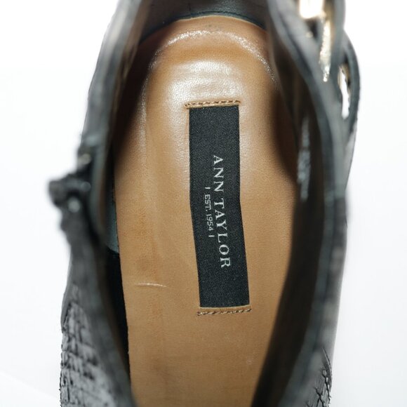 Ann Taylor Womens Boots Size 9 Black Leather Snake High Heel Elegant Booties - Picture 10 of 11